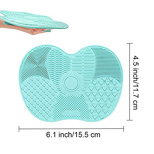 TSHAOUN 2 Piezas Estera de Limpieza de Cepillo Cosmético de Silicona, Limpiador de Pinceles de Maquillaje, Cepillos Cosméticos Alfombrilla Herramienta de Lavado Portátil Depurador con Ventosa