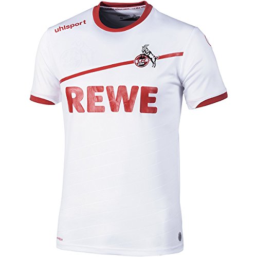 uhlsport Camiseta de Primera equipación del FC Colonia 2018/2019 para Hombre, Primera equipación, Primera equipación del FC Colonia, Hombre, 1003460011948, Blanco/Rojo, Small