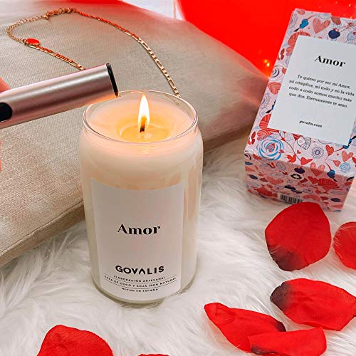 Vela Aromática Amor | Cera de Soja 100% Natural | 100 horas, Vela Perfumada Grande en Vaso, Olor Fresa, Regalos Originales para Mujer, San Valentín, Aniversario, Decoración, Yoga, Dormitorio, Baño