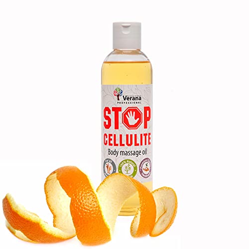 Verana aceite de masaje corporal Stop Cellulite, cosmético natural para todo tipo de pieles, Efecto Anticelulítico i Rejuvenecedor, favorece la quema y degradación de grasas, aromaterapia 250 ml
