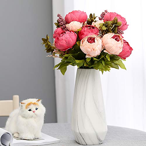 Veryhome Vintage Artificial Peony Seda Flores Ramos de Flores Decoración de la Boda Mesa de Hogar Cocina Oficina Jardín Plantas de Novia Polvo Profundo-1