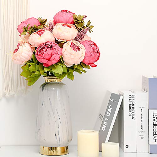 Veryhome Vintage Artificial Peony Seda Flores Ramos de Flores Decoración de la Boda Mesa de Hogar Cocina Oficina Jardín Plantas de Novia Polvo Profundo-1