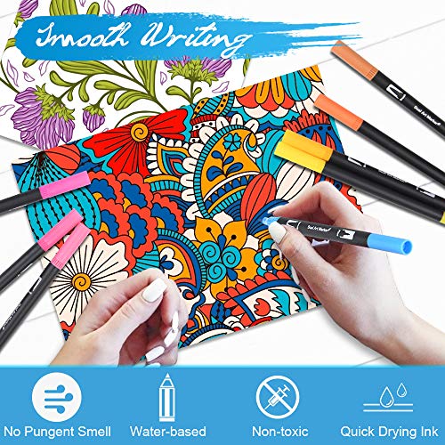 Vicloon Rotuladores Punta Pincel, Doble Rotuladores Punta 100 Colores Rotuladores Punta Fina, Marcadores de Punta Dual Tip Brush Pen Rotuladores Permanentes para Acuarelas Dibujos y Caligrafía