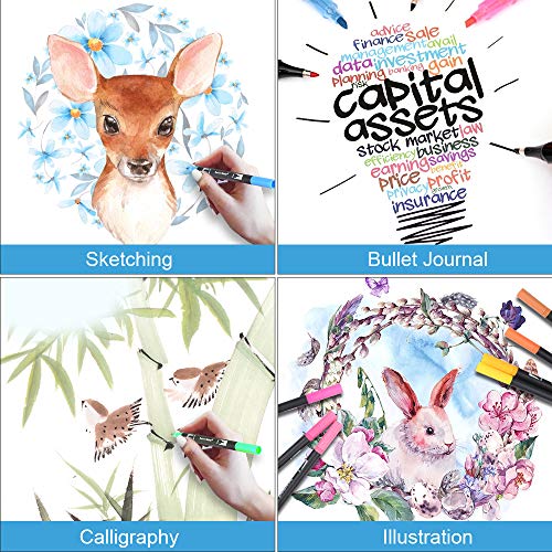 Vicloon Rotuladores Punta Pincel, Doble Rotuladores Punta 100 Colores Rotuladores Punta Fina, Marcadores de Punta Dual Tip Brush Pen Rotuladores Permanentes para Acuarelas Dibujos y Caligrafía