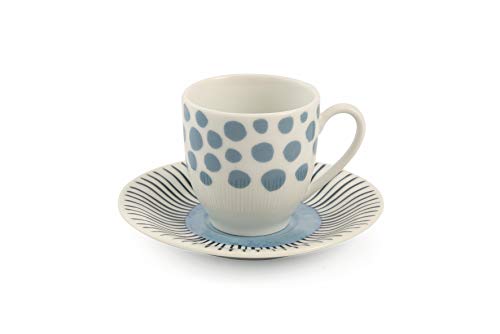 Villa d'Este Home Tivoli, Marea - Juego de 6 tazas de café con platillo de porcelana