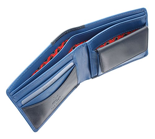 Visconti Colección Lucca Julius Cartera Bi-Pliegue de Dos Tonos de Cuero para Hombre LC37 Bloqueo RFID Azul