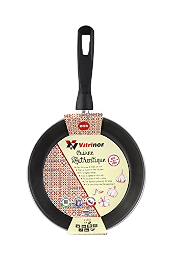 VITRINOR Sartén 30Ø Authentic Borgoña, Antiadherente bicapa reforzado, Fondo 100% Full Induction, Exterior color borgoña, 50% ahorro energético