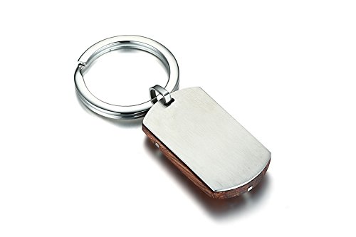 VNOX Llavero Cruzado de Madera Personalizado del Acero Inoxidable de los Hombres Llavero para el Regalo de Las Llaves del Coche,Grabado Libre