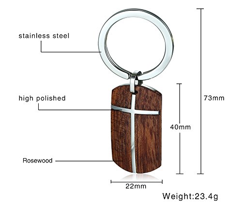 VNOX Llavero Cruzado de Madera Personalizado del Acero Inoxidable de los Hombres Llavero para el Regalo de Las Llaves del Coche,Grabado Libre