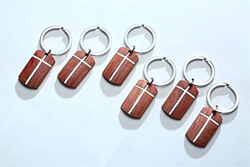 VNOX Llavero Cruzado de Madera Personalizado del Acero Inoxidable de los Hombres Llavero para el Regalo de Las Llaves del Coche,Grabado Libre