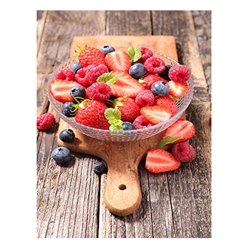 Wangcunsheng Imprimir Lienzo CuadrosCocina nórdica, Vegetales, Frutas, Alimentos, Queso, Tomate, Yogur, muesli, Frutos Secos, Desayuno, póster, Cuadros artísticos de Pared 60x90cm