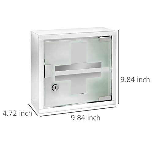 WENKO Botiquín acero inox 25 x 25 cm - Botiquín de medicinas con cerradura, Acero inoxidable, 25 x 25 x 12 cm, Brillante