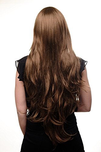WIG ME UP- peluca de mujer color castaño dorado medio pelo ondulado largo con flequillo aprox. 80 cm de longitud 6311-10