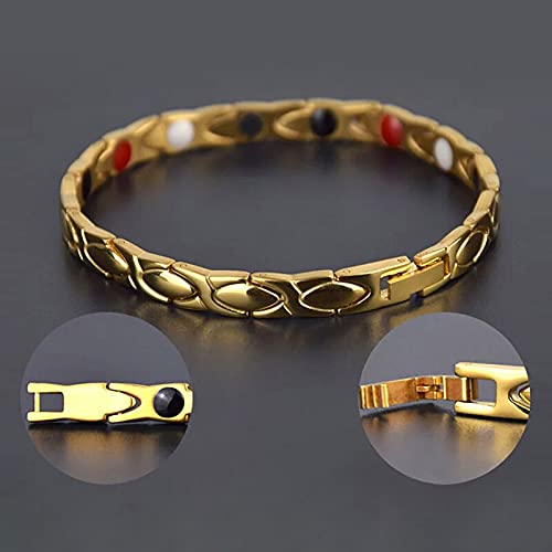 Women's Ultra Strength Magnetic Therapy Bracelet, butt lift ladies magnetic bracelet, magnetic therapy fit plus bracelet, magnetic weight loss bracelet (Gold)