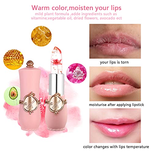 Xiangmall 6 Piezas Labial Flor Cambio de Color Lapiz Labial Transparente Magico Labial Hidratante Brillo Regalo para Mamá Niña (6 Piezas)