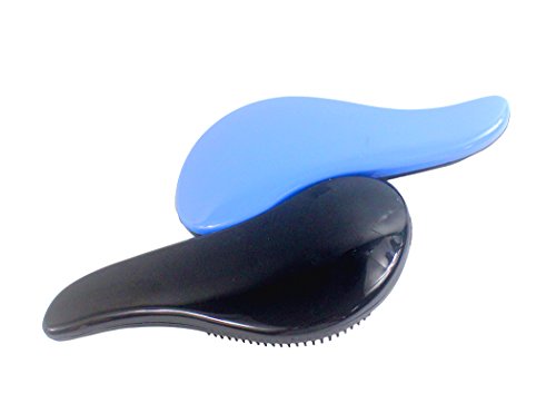 Xiaoyu 2PCS cepillo de desenredar, deslizamiento a través del peine o del cepillo del pelo de detangler, no más enredo, adultos y niños, negro y azul claro