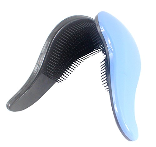 Xiaoyu 2PCS cepillo de desenredar, deslizamiento a través del peine o del cepillo del pelo de detangler, no más enredo, adultos y niños, negro y azul claro