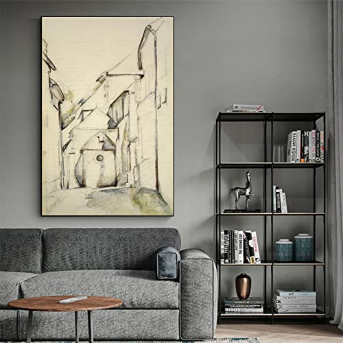 XNHXPH Paul Cezanne Pósteres e Impresiones Iglesia de Saint-Pierre en Avon Pintura clásica en Lienzo Arte de Pared Vintage para decoración del hogar Imágenes 60x90cmx1 Sin Marco