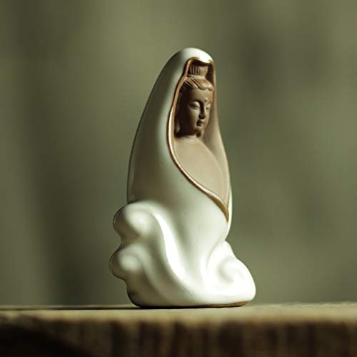 XQKA Estatua del Budismo Kuan Yin Meditating Figure, Feng Shui Oriental decoración Religiosa, Protector de la deidad Budista de Mujeres Blancas 2x2x4inch,B