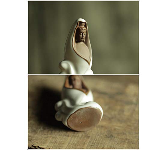 XQKA Estatua del Budismo Kuan Yin Meditating Figure, Feng Shui Oriental decoración Religiosa, Protector de la deidad Budista de Mujeres Blancas 2x2x4inch,B