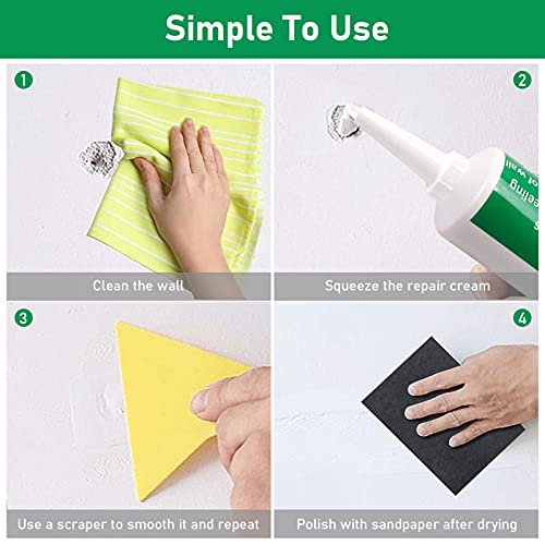 YADIMI Crema de Reparación de Pared, 3 piezas Masilla Pared Rápido, Pasta de Reparación Paredes Impermeable, Repara Eficazmente Arañazos en Las Paredes Agujeros de Uñas Grietas Grafitis