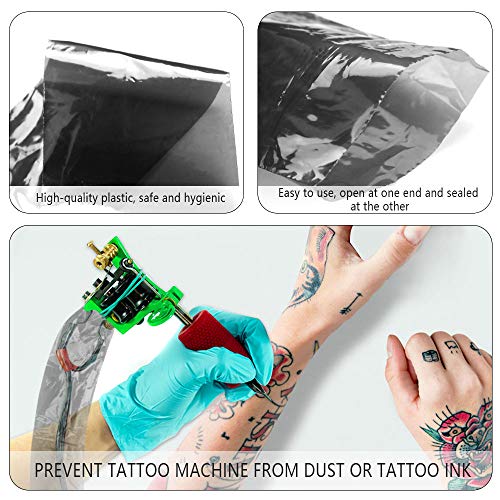 Yangfei 200pcs Bolsas para Cable de Tatuaje Cubiertas para Máquinas de Tatuaje Mangas de Cable de Clip de Tatuaje (Negro, 61cm*5cm)