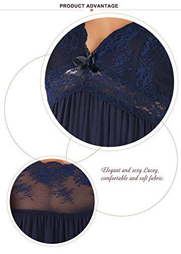YAOMEI Camisón para Mujer Camisones Algodón modalón Pijamas, lencería Cordón Spaghetti Strap Babydoll Neglige Lencería Ropa de Dormir Sin Mangas (XL, Negro)