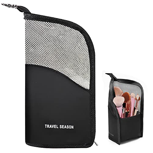 YAXIDAEVER Estuche de Brochas de Maquillaje,Bolsa de Almacenamiento para Lápices de Cejas,Bolsa Multiusos para Cepillo de Maquillaje para Mujeres y niñas (Negro)