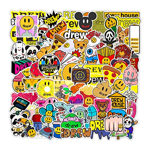YCYY 80 Drew House Doodle Stickers Justin Bieber PVC Waterproof Luggage Notebook Scooter Stickers