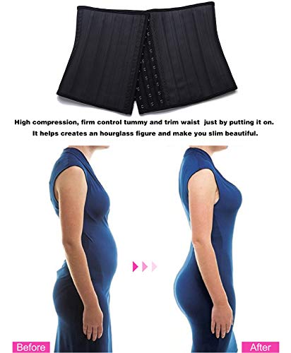 YIANNA Faja Reductora Mujer Torso Corto Waist Trainer Corset Colombianas Fajas Reductoras Abdomen Postparto Corsé Reductor Negro, 110299 Size M