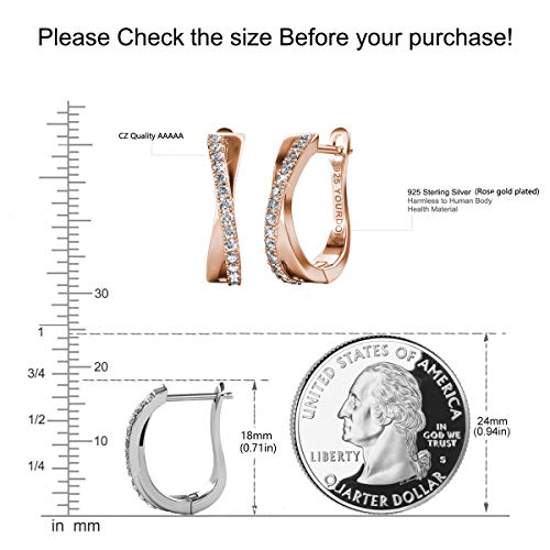 YOURDORA Pendientes Aro Retorcido de Plata de ley 925 para Mujer con Circonia Cúbica Joyas Regalos Originales (Oro Rosa)