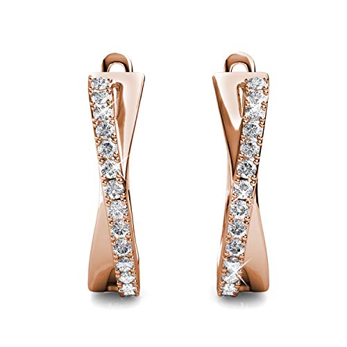 YOURDORA Pendientes Aro Retorcido de Plata de ley 925 para Mujer con Circonia Cúbica Joyas Regalos Originales (Oro Rosa)