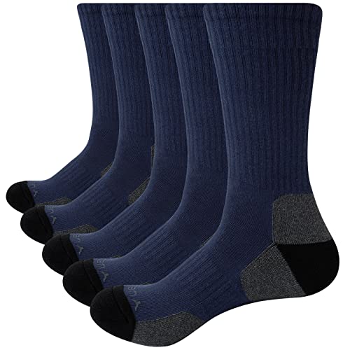 YUEDGE 5 Pares Hombre Senderismo Calcetines para Trekking Camping y Otros Deportes, Transpirable, Alto Rendimiento (L)