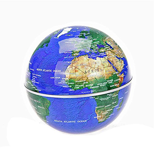 Yunchenghe globo flotante con luces LED C Forma de levitación magnética flotante mundo mapa del mundo de la decoración de escritorio (azul oscuro)