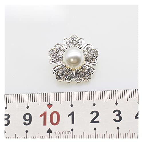 YXSLC Botones 10pcs 24mm Flor Peral Rhinestone Botones Shank Diamante Accesorios Bricolaje Botones de Ropa de Costura. Exquisito y Hermoso, Ligero y Conveniente