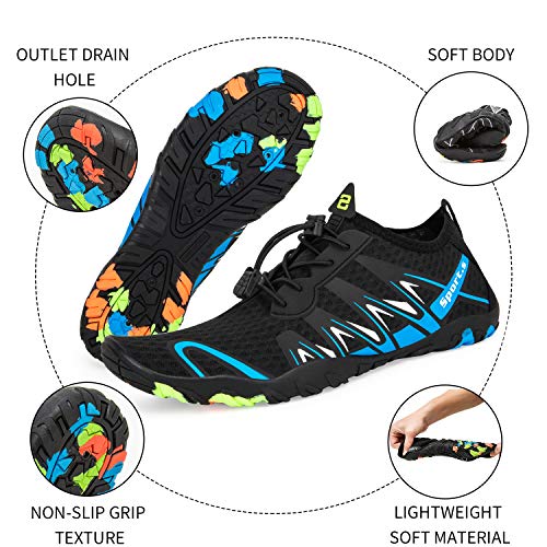 Zapatos de Agua Hombre Mujer Antideslizante Natación de Secado Rápido Playa Surf Ciclismo Zapatos (S901 Azul Negro, 41EUEU)