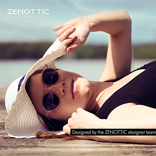 ZENOTTIC Gafas de sol Polarizadas Redondo Retrospectivo Clásico Retrospectivo Lentes de sol Marco UV400 Para hombres y mujeres (MATE VERDE + REFLECTANTE AMARILLO)