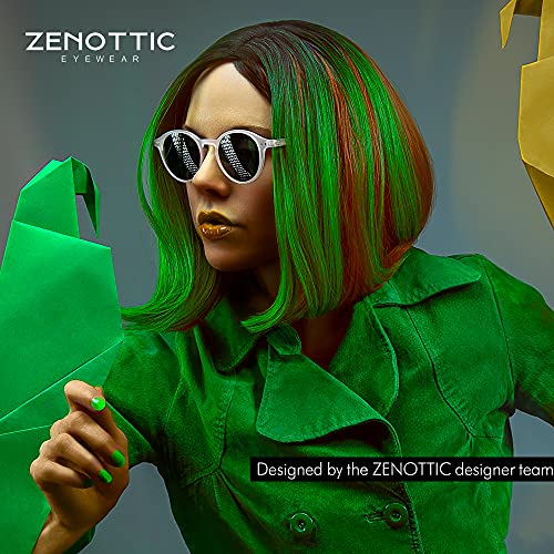 ZENOTTIC Gafas de sol Polarizadas Redondo Retrospectivo Clásico Retrospectivo Lentes de sol Marco UV400 Para hombres y mujeres (MATE VERDE + REFLECTANTE AMARILLO)