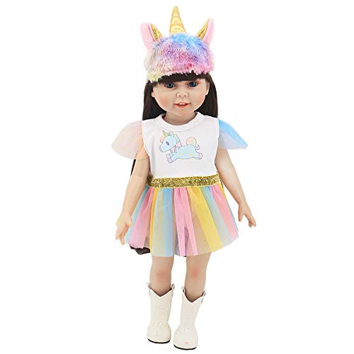 ZWOOS Ropa para Muñecas bebé, Vestido de Unicornio con Diadema para Muñecas 35-43 cm