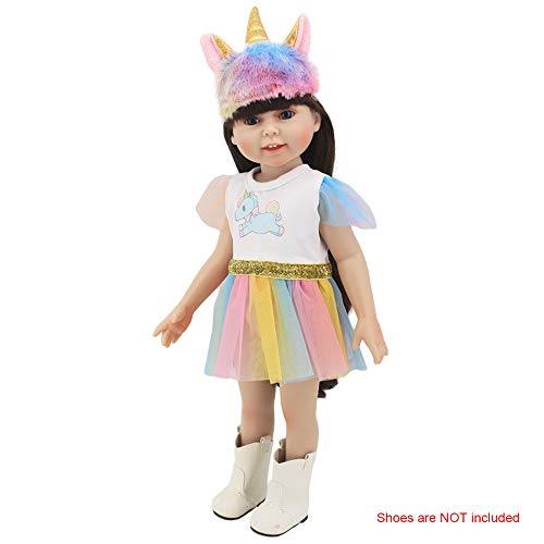 ZWOOS Ropa para Muñecas bebé, Vestido de Unicornio con Diadema para Muñecas 35-43 cm