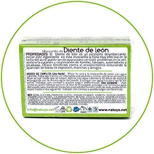 - Mascarilla de jabón NATUYO Cicatrizante de DIENTE DE LEÓN.- Es Anti Acné, Anti-Manchas de la piel y útil en Problemas de la piel. Sin químicos.