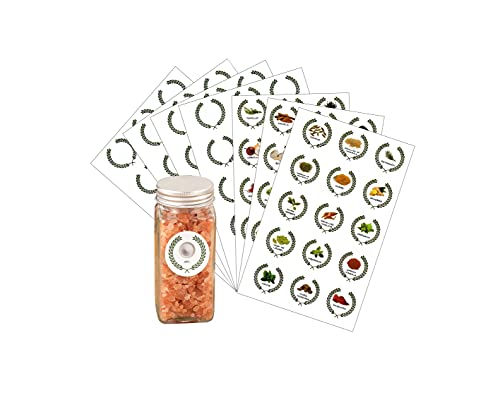 105 Pcs Etiquetas de Tarros de Especias Etiqueta de especias Juego de 45 etiquetas de especias con patrones y letras de especias para tarros de especias y 60 etiquetas en blanco 4 cm español