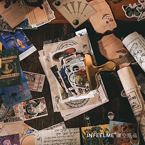 120 Hojas Papel Scrapbooking, Pegatinas para álbumes de recortes, Vintage Decoración Material Diario Papel Estampado Decorativo Estilo Retro Cartulina DIY Manualidad