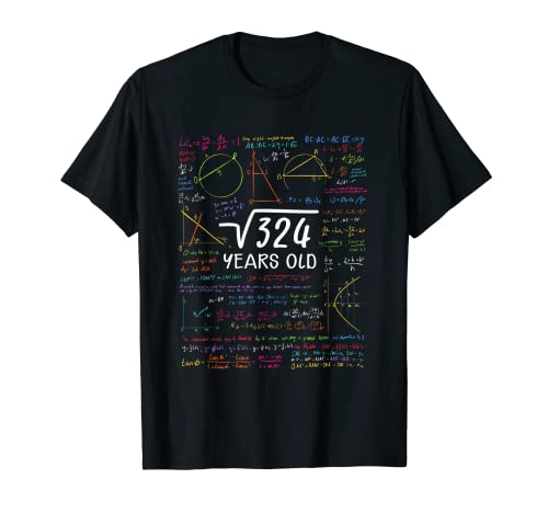 18 Cumpleaños Chica Chico Raíz Cuadrada 324 = 18 Años Camiseta