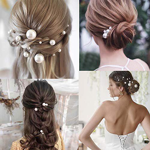 18 unidades de diferentes tamaños de perlas,U tipo de pinzas de pelo de perlas de moda,Elegante boda de compromiso fiesta novia pelo tocado adorno perla pelo pin
