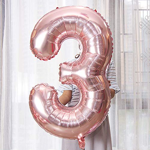 2 Globos Número 35 Años, Number 35 Globo Chica de oro rosa, 40"Figuras de globos con globo de lámina de helio inflable, Globo gigante para la decoración de la fiesta de cumpleaños, Prom (xxxl 100cm)