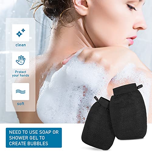 2 Piezas Guantes Exfoliantes Guante de Baño de Cuerpo Profundo Guante de Limpieza Corporal Guante de Fregado de Hammam Eliminación de Piel Muerta para Hombre Mujer Baño Ducha Spa Cepillo