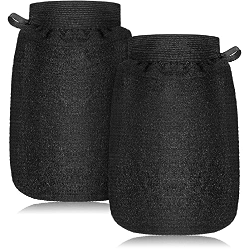2 Piezas Guantes Exfoliantes Guante de Baño de Cuerpo Profundo Guante de Limpieza Corporal Guante de Fregado de Hammam Eliminación de Piel Muerta para Hombre Mujer Baño Ducha Spa Cepillo