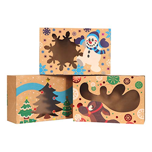 24 Cajas de Regalo de Panadería Navideña para Donas y Galletas, Cajas de Galletas Marrones para Pasteles de Navidad