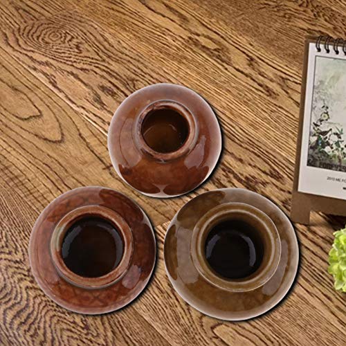 3 unids casa de muñecas cerámica pote oscuro Striation decoración del hogar hecha a mano casa de muñecas realista porcelana antigua para regalo - A